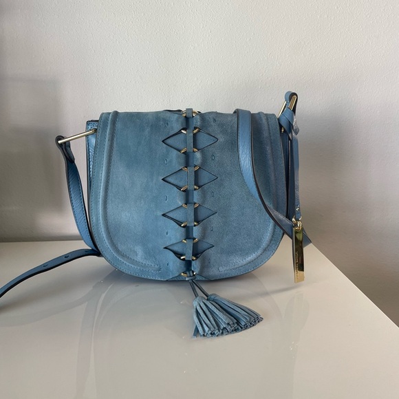 Vince Camuto Flap Tassel Crossbody Bag - Blue Heaven Good Used Condition - Picture 4 of 7